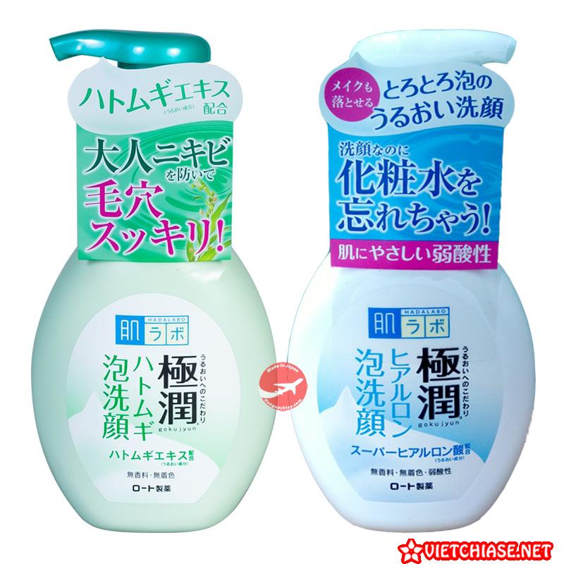 Hada-labo-gokujyun-hatomugi-bubble-face-wash